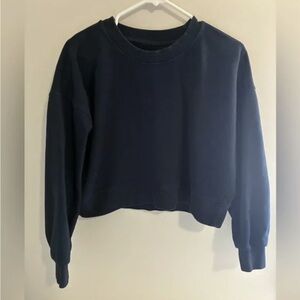 Navy Blue Cropped Crewneck Sweatshirt